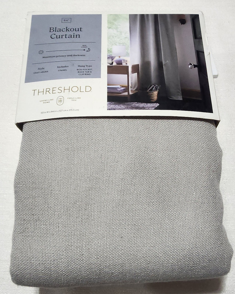 Threshold blackout curtain L 50'' x W 84'' gray Aruba-One panel